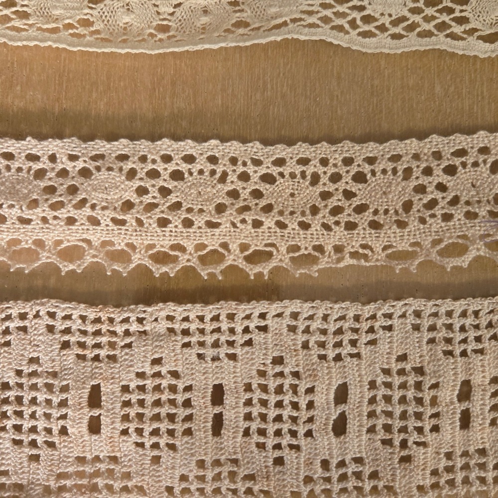 Vintage Lace Trim Lot 7 Rolls Crochet Eyelet Floral Cream Rose Sewing Crafting - Picture 8 of 15